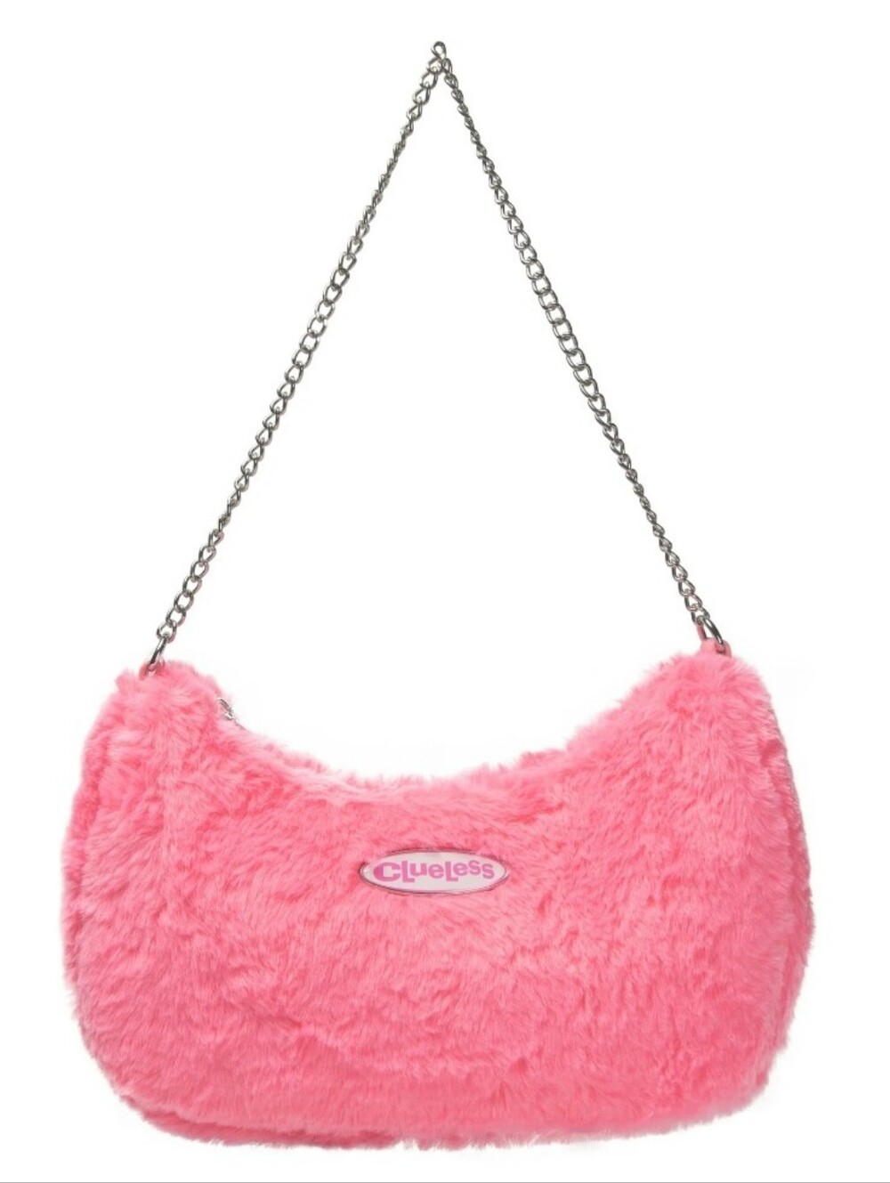 Clueless Movie Cher Fuzzy Pink Fur Bag Metal Chain Strap NWT